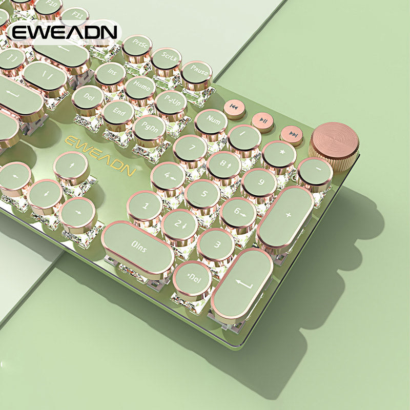 EWEADN V20 punk מכונת משחקים מקשים מכני מקלדת, 104 המקשים סביב keycaps הוביל לבן עם תאורה אחורית, עיצוב הפרדה תיל