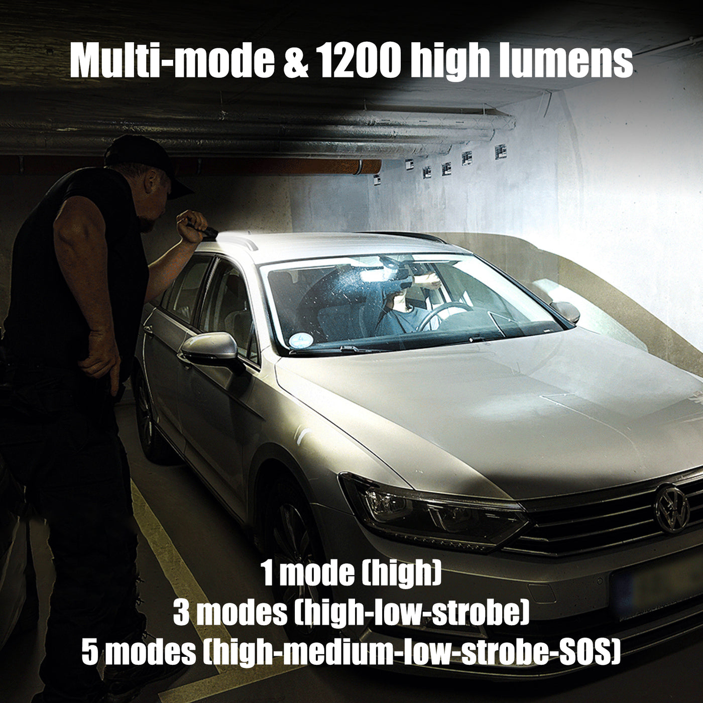 פנס טקטי צבאי UltraFire T1 Pro עם נרתיק פנסים טקטיים נטענים רבי עוצמה של 1200 לומן לשימוש יומיומי בחוץ