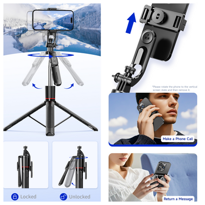 MEUYAG מונופוד שלט רחוק עם תאורה מלאה עבור iPhone Samsung Xiaomi מחזיק טלפון מיני טריפוד אלחוטי Bluetooth מקל סלפי