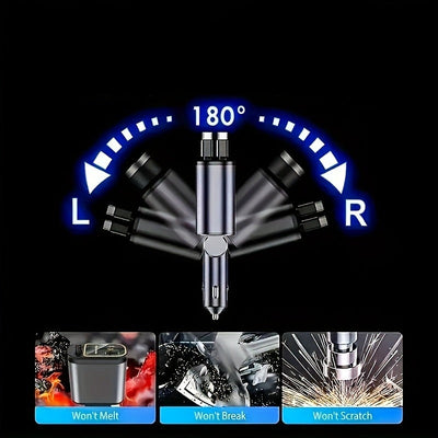 מטען רכב מתקפל 4 ב-1 עם כבל USB לגג כוכב Type-C לטעינה מהירה של iPhone מתאם מצת כוכב לטלפון